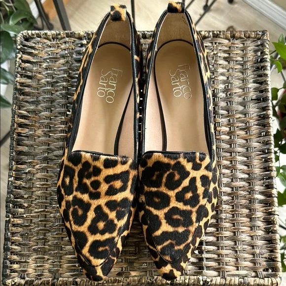 Franco Sarto Brown and Black Leopard Print Loafers women’s size 8.5 - Picture 1 of 7
